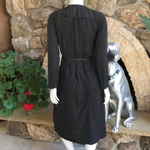 Gap Long Sleeve Wrap Dress Modest Polka Dot Black White Women's Small - Picture 3 of 8